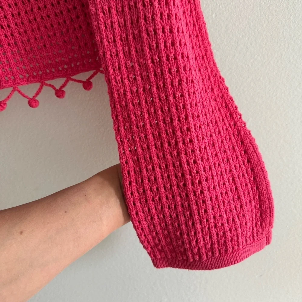 Tularosa Pink Mesh Crop Pullover Sweater Size XS